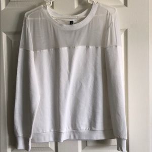 White NWT sheer panel sweatshirt